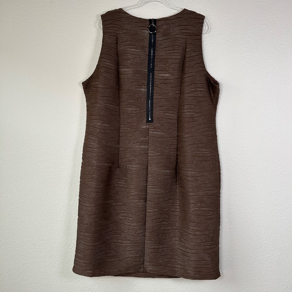 IC by Connie K plus size 3X sheath midi dress brown metallic textured sleeveless - Picture 7 of 12